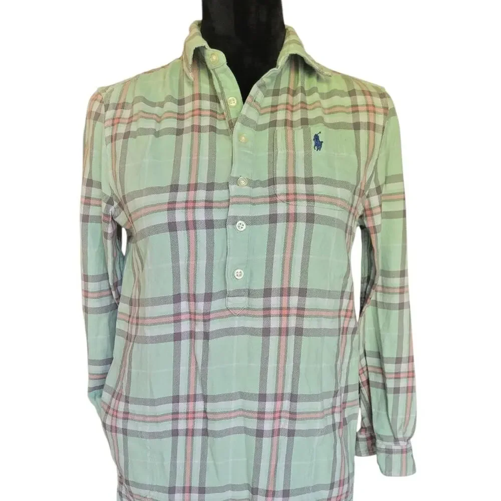 Polo Ralph Lauren Multi-color Plaid Cotton Shirtdress Youth Girls Size 14